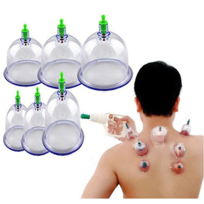 🌿 Σετ Βεντούζες Vacuum 6Τμχ – Φυσική Ανακούφιση Πόνου & Ευεξία